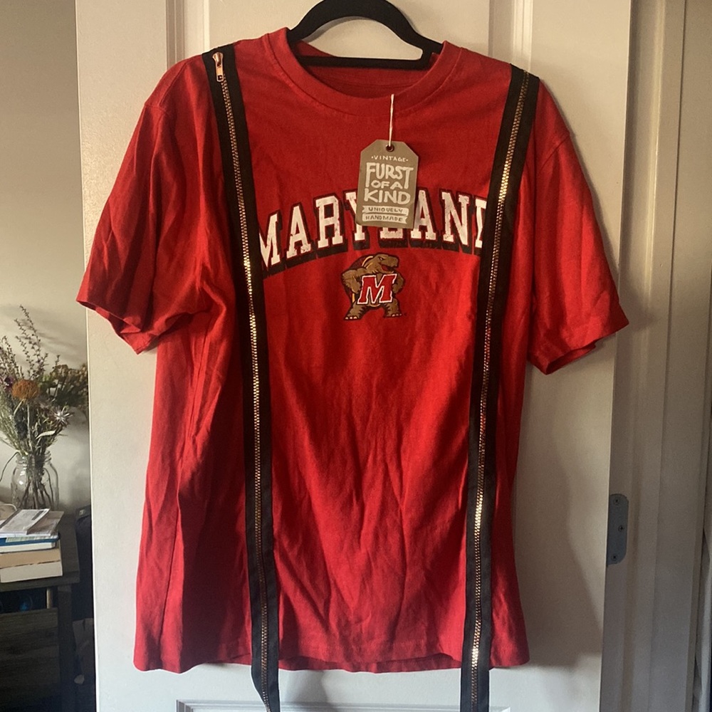 NWT- University of Maryland UMD vintage reworked t-shirt OS FURST OF A KIND / LF